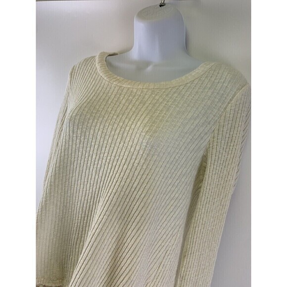 Eri And Ali Sweater Fringe Trim Open Back Cream Ribbed Knit Long Sleeves Small - Picture 5 of 11